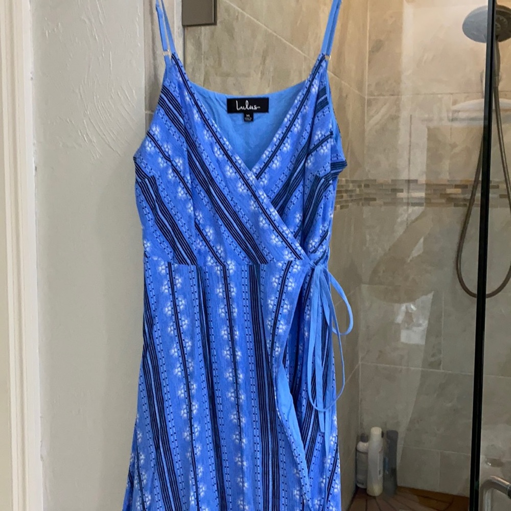 LULUs blue wrap dress